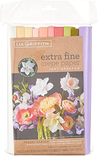 Creativity Inspired Lea Griffith Extra Fine Crepe Paper, Secret Garden Colours, 10 Rolls, 25cm x 100cm, Children Art Activities, Scrapbooking, Ideal for Hobbyists and Professional Crafters, Adults