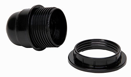 Kopp Isolierstoff-Fassung E27 mit Schirmträgerring, schwarz, Bakelit, 212405040