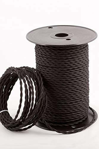 Cavo elettrico intrecciato da 6 mm in stile italiano intrecciato vintage a 3 core da 10 m con filo di terra, corda antica intrecciata in seta per illuminazione in tessuto flessibile cavo da 0,75 mm,