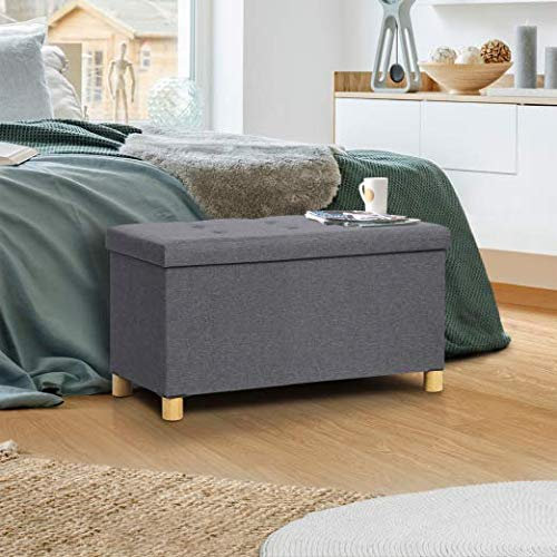 IDMarket - Banc Coffre Rangement sur Pied 76 cm Tissu Gris Anthracite