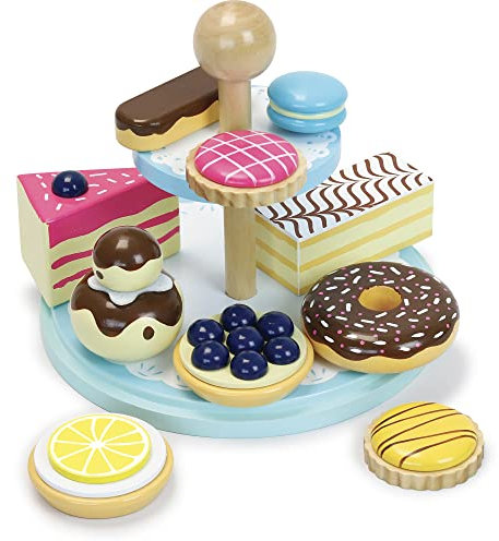 vilac - La Ronde des Desserts - 10 Pâtisseries en Bois Colorés - Ustensiles de Cuisines à Jouer - Imagination - Jouet Durable – Label EPV – Savoir Faire Haut Jura - Dès 3 Ans