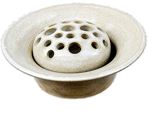 Blumensteckschale beige, 2-teilig, 13 cm Durchmesser | Handgetöpfert, Steinzeug