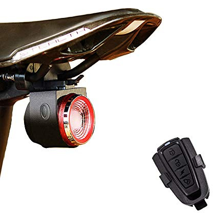 XIAOKOA Luces Traseras para Bicicletas,Alarma Inteligente de luz Trasera,Luces Traseras de Carga USB,Luz de Cola Impermeable,con Control Remoto Inalámbrico