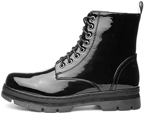Lilley Monica Womens Black Patent Zip Up Boot - Size 5 UK - Black