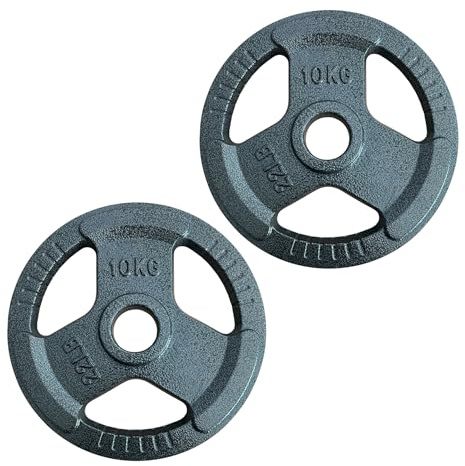 TRI-GRIP Cast Iron 2 Olympic Disc Weight Plates 10kg Pair
