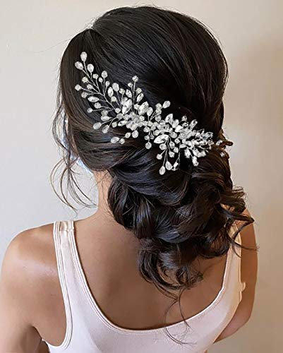 Unicra Silber Hochzeit Haar Kamm Strass Braut Haarteil Kristall Haar-Accessoires für Frauen und Mädchen
