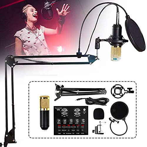 DBOATB USB Microphone Set,Adjustable Mic Suspension Scissor Arm,Condenser Microphone Bundle,BM800 sound card set,for Music Recording Audio Recording Live Streaming