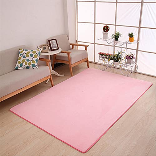Alfombra de Terciopelo Coral Grueso de Color sólido Calidad Rosa puro Suave Lavable Antideslizante Grande Rugs Rug Minimalista Moderna Sala De Estar Dormitorio Tatami Gateando Estera -120×140cm