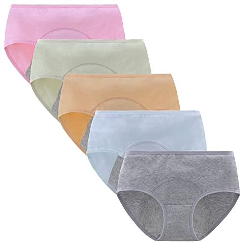 Anntry Chicas Grandes Algodón de protección Período Menstrual Bragas Adolescentes Malla Respirable Bragas a Prueba de Fugas Mujer (S, Estilo5)