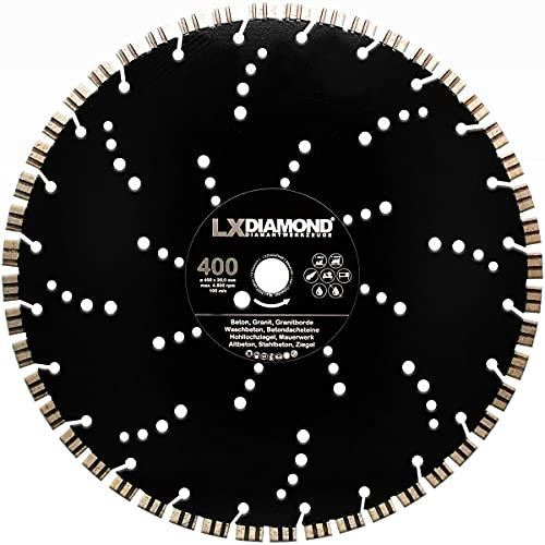 LXDIAMOND Diamant-Trennscheibe 400mm x 20,0mm Diamantscheibe für Ziegel Altbeton Beton Granit Granitborde Hartgestein 400 mm passend für Schneidetische, Tischsägen, Trennjäger - in Premium Qualität