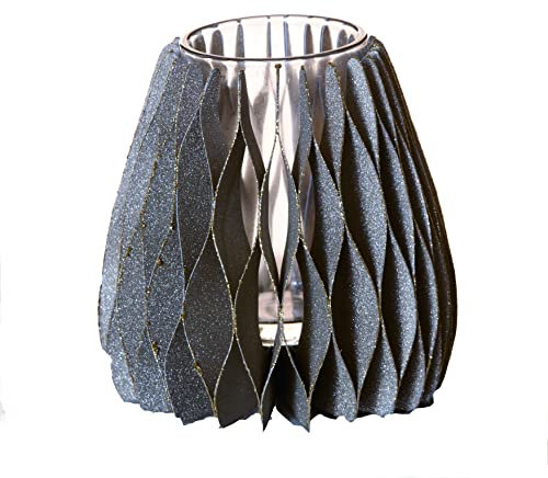 Weihnachtsschmuck Christbaumschmuck aus Papier in verschiedenen Formen und Farben (Grau/Gold, Teelichthalter 13 cm)