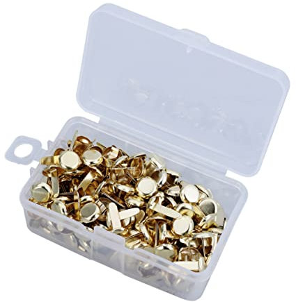 Ciieeo 200stücke Metall-papierklammern Runde Brads Mit Aufbewahrungsbox Vermessingt Für Scrapbooking Und Bastelarbeiten