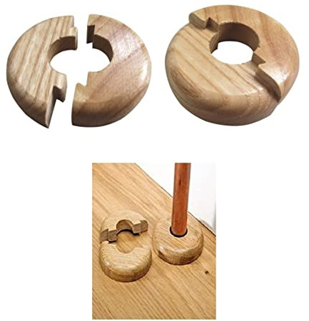 The Home Fusion Company Heizkörper-Rohrmanschette aus lackiertem Eichenholz, 15 mm, 2 Stück