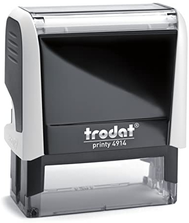 Trodat - Printy 4914 arktisweiss - Selbstfärbender Stempel personalisiert mit Wunschtext – individuell als Namensstempel, Adressstempel, Firmenstempel & Co einsetzbar (64 x 26 mm | 7 Zeilen)