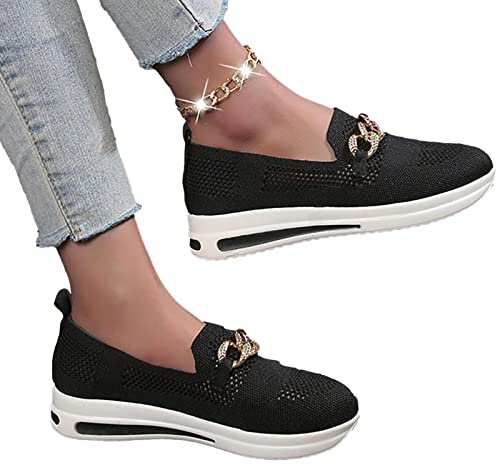 Casual slip- -promenadskor för kvinnor, lätta och bekväma platta skor med fotvalvsstöd, ortopediska för trädgårdsarbete, fiske, fritid, shopping