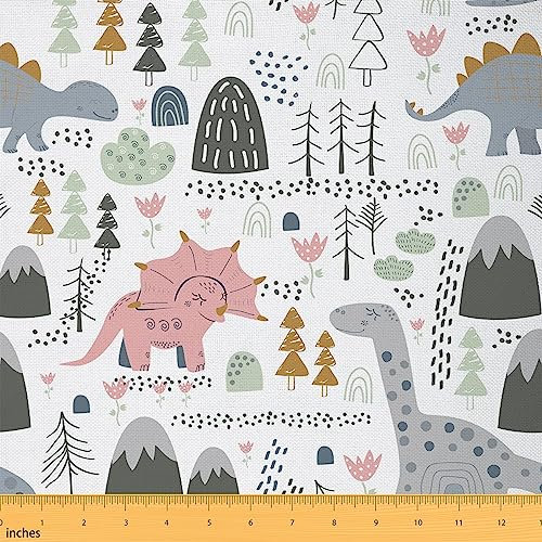 Süße Dinosaurier Outdoor Stoff Durch Den Hof Cartoon Bäume Pflanzen Dschungel Stoff Durch Den Hof Schöne Wildtiere Polsterung 276x150