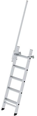 PROREGAL Stufen-Anlegeleiter LKW 5 Stufen, inkl. Magnet-Montagesatz inkl. Ausstiegsholm Links | Leiter, Teleskopleiter, Trittleiter, Bockleiter, Sprossen-Doppelleiter