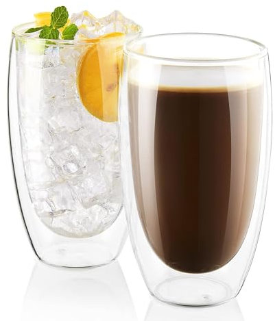 4 bicchieri da caffè a doppia parete, 450 ml, per latte macchiato, effetto fluttuante, cappuccino in vetro borosilicato, bicchieri termici per latte tè ogni bevanda
