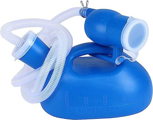 Urinflasche for Männer, Campingtoilette, Urinflasche, Urinflaschen for Männer, tragbare Töpfchen-Pipi-Flasche 2000 ml, mit 1,5 m transparentem Schlauch, for Zuhause, Camping, Autoreisen, Kaliber 6 cm