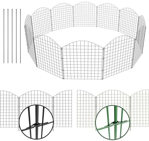 NewHabitat | 15x Teichzaun Steckzaun aus Metall, Grün, 78cm - Erweiterbares Zaunset für Garten, Teich, Pool und Tiergehege