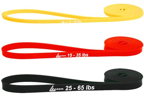 LEZER Resistance Bands for Working Out, Exercise Band, Pull Up Band, Elastic Band, Stretching, Training, Gym, Physical Therapy, Fitness, Workout, Yoga, with Instruction, Light Set of 3