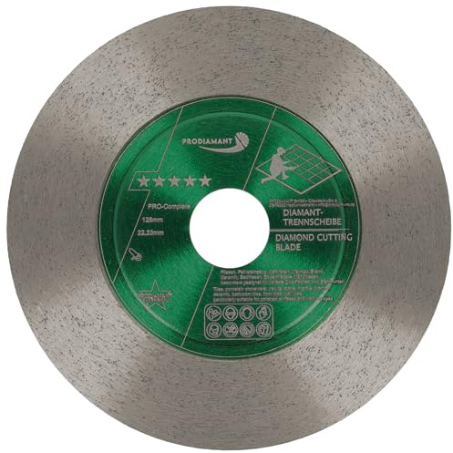 PRODIAMANT PRO-Complete - Disco diamantato 125 mm x 22,23 mm, per piastrelle, gres porcellanato, ceramica, pietra naturale, segmento sandwich 25 mm