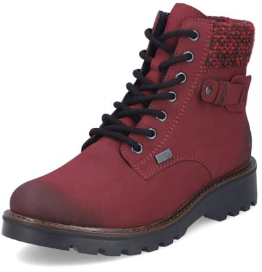 Rieker Damen Schnürstiefeletten 73225, Frauen Stiefeletten, wasserabweisend, riekerTEX,schnürboots,Winterstiefeletten,warm,rot (35),40 EU / 6.5 UK