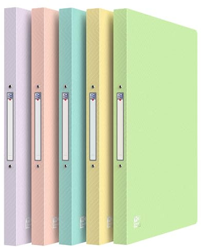 Oxford Urban Ringbuch-Ordner A4, aus Kunststoff, 2cm Rückenbreite, 2 Ringe, blickdicht sortiert pastell, 10 Stück