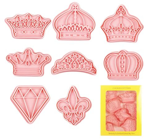 Set di formine per biscotti a di corona, set di formine per biscotti a di principessa, simpatici timbri per biscotti per bambini, formine per pasticceria, decorazioni per torte