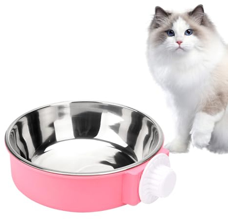 Uskerb Dog Crate Water Bowl Clip On, 2-In-1 No Spill Pet Water Feeder, Small Animal Bowls for Crate, Kennel, Cage, Easy Clean Clip Design