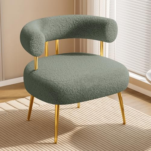 VANTEN Sessel,Schminktisch Stuhl,Gemütlicher für das Wohnzimmer, as Hocker Schminktisch oder Teddy Sessel,Polsterstuhl für das Schlafzimmer（Grüner）
