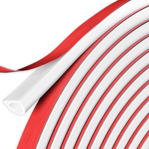 KAFUWELL Striscia di tenuta per porte, guarnizione autoadesiva in silicone a forma di D, per porte e finestre/guarnizioni automobilistiche (6 m, bianco 0,9 cm di larghezza x 0,6 cm di altezza)