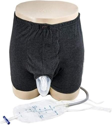 GEDRACKPMYN Wiederverwendbares Urinal für Männer, tragbare Inkontinenzhose mit Urinbeutel, Urin-Sammelbehälter für Erwachsene mit elastischem Bund und Zwei 500-ml-Urin-Sammelbeuteln,L