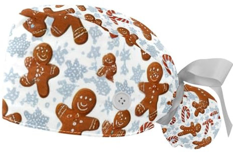 FQURFHY 2 Stücke，OP-Hauben für Frauen，Herren OP-Haube，Pflege-Haarnetz,Für den Schönheitssalon,Lebkuchen