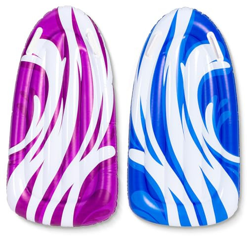 JOYIN 2 Pack aufblasbare Bodyboards für Wasserrutschen, Schwimmen aufblasbare Pool Schwimmer für Kinder, Wasser-Boards Schwimmen Lernen, Sommer Wasser Spaß Spielzeug für Kinder (Blau und Lila)