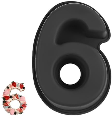 YXHZVON Stampo Torta Numero 6, Stampi per Torte Digitali in Silicone, Grande Stampo per 3D Torta, Stampi con Forme Particolari per Compleanno Matrimonio Feste