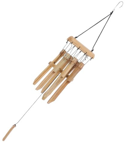 Kisangel Handgefertigte Bambus Windspiele Groß Mit Tiefem Klang Natürlich Elegante Gartendeko Für Terrasse Balkon Und Innenraum Minimalistisches Klangspiel Für Draußen Und Drinnen