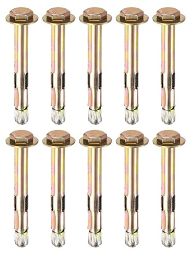 M METERXITY 10-Pack Hex Expansion Bolt M8x80mm Galvanized Steel, Colored | Galvanized Iron-Carbon Steel, Anti-Corrosion Metal Bolt for Concrete, Dry Brick, Block Walls