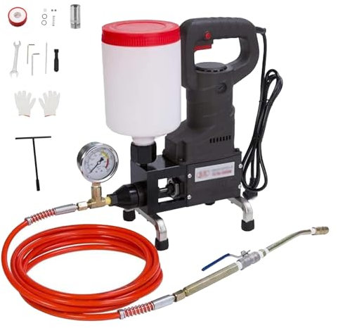 WUCIOA High Pressure Grouting Machine, 2L Portable Mortar Grouting Machine with Pressure Gauges and Tool Sets, 1100W Electric Grout Machine forConcrete Cracks Waterproofing Repair