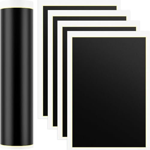 Gravurpapier Bastelpapier Komplett-Set 5-teilig schwarz mit Schaber für verschiedene Anwendungen (12 Stück)