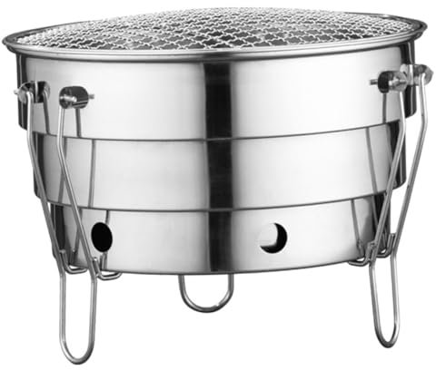 Milisten Holzkohleofen Tragbar Aus Edelstahl Für Camping Picknick Im Freien Mit Deckel Grillen Im Freien Grillkamin Für Barbecue