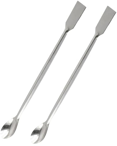 2 spatole da laboratorio, in acciaio inox 304, a doppia estremità, cucchiaio per campionamento e spatola quadrata piatta, strumenti di miscelazione e misurazione da laboratorio per una manipolazione