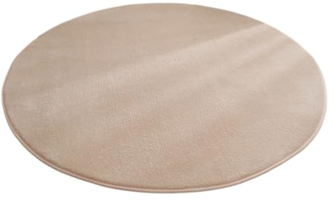 Wambere Runder Teppich aus Korallensamt, Rutschfester Waschbarer Hundeteppich, Schlafzimmerteppich, Flurteppich, Duschvorleger, Fußmatte, für Esszimmer, Wohnzimmer, Bettvorleger, Camel, 60 cm
