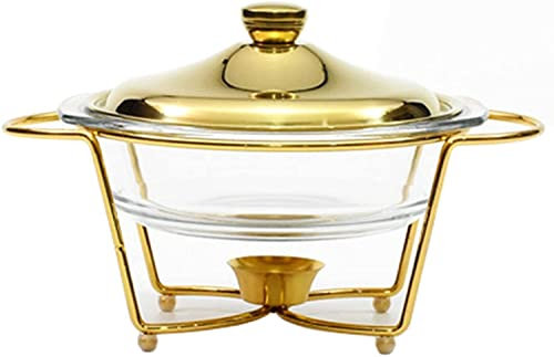 Runde Chafing Dish mit Glasdeckel – 2L Buffet-Server, Silber-Finish, ideal für Gastronomie und Partys