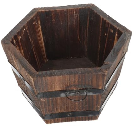 TOGEVAL Tisch Pflanzgefäß Dekorativer Blumentopf für Zimmerpflanzen Langlebiger Pflanztopf aus Massivem Holz für Balkon Büro Garten Retro Holzübertopf für Sukkulenten Kakteen