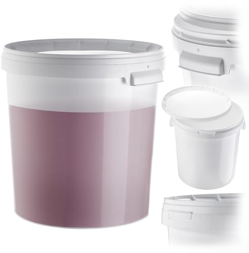 KADAX Gäreimer 33L med lock & bärhandtag, plastbehållare för vin, jäsningsbehållare för vintillverkning, stor hink för jäsning av vin eller öl