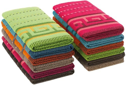 briebe Home 12 Strofinacci Cucina 100% Cotone Spugna, Made in Portogallo, Set 12 Pezzi Panni da Cucina 50x50 cm, Assorbenti, Morbidi e Resistenti, Multicolore