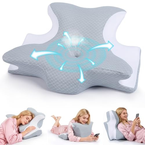 Reading Pillow for Bed Adult - Cuddle Cushion with Head Rest - Detachable Neck Roll Reading Pillow - Super Soft High Back Support Cushion with Arm Support for Bed Rest, Reading, Watching TV, Gaming