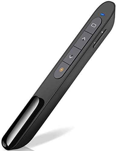 HELLCOOL USB C Presenter, Powerpoint Fernbedienung via USB A & USB C Empfänger, Presenter mit Rot Laserpointer für Präsentationen, Präsentationsfernbedienung für Windows 7 10 11/Mac/PowerPoint/Keynote