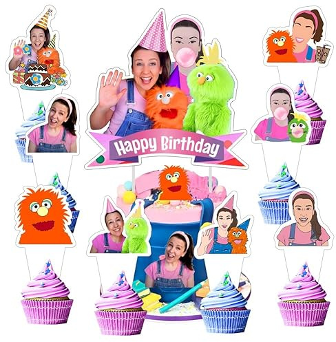 25Pcs Rachel Cake Decorations with 24pcs Cupcake Toppers, 1pcs Cake Topper for Kids Birthday Party Supplies